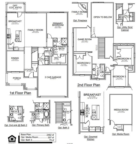 2D floor plan layout for the Lakefront by Megatel Homes in Kensington Gardens, Dallas, TX (Image 2).