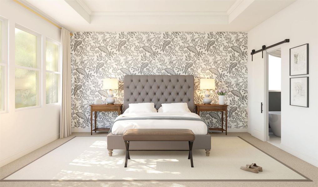 Tranquil primary suite (*Artist rendering used for illustration purposes only.)
