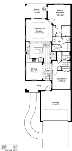 2D floor plan layout for the Crystal Sand by Neal Communities in Wildleaf at North River Ranch, Parrish, FL (Image 4).