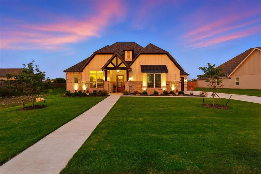 Front exterior of a new home in , Justin, TX, highlighting curb appeal (Image 21). Front exterior of a new home in , Justin, TX, highlighting curb appeal (Image 21).