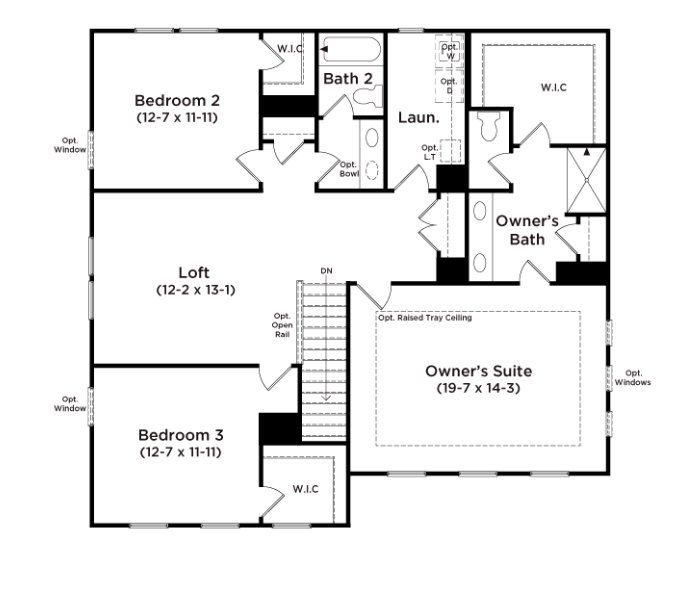 2D floor plan layout for the Burton by DRB Homes in Farms at Bellingham, Mooresville, NC (Image 4).