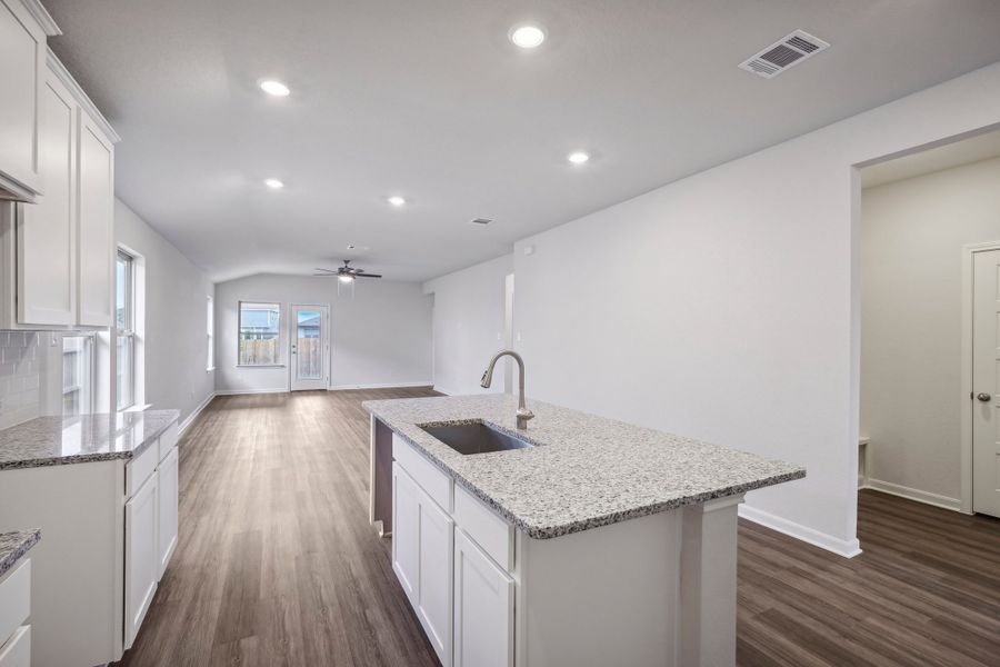 Kitchen in the Allen floorplan at a Meritage Homes community.