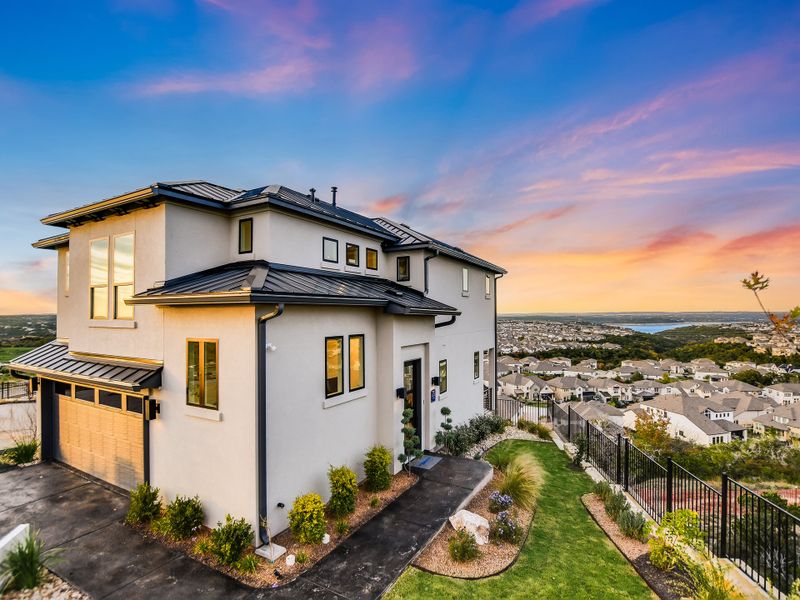 Exterior details and patio area of a home in The Point at Rough Hollow, Lakeway (Image 3). Exterior details and patio area of a home in The Point at Rough Hollow, Lakeway (Image 3).