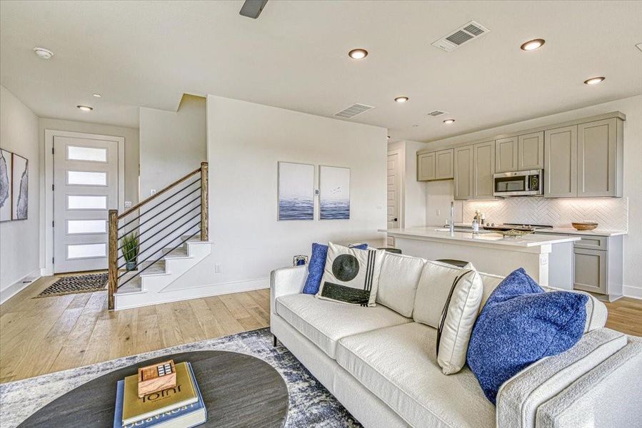 Furnished interior view inside a new home in Townhomes at Gattis, Round Rock (Image 22). Furnished interior view inside a new home in Townhomes at Gattis, Round Rock (Image 22).