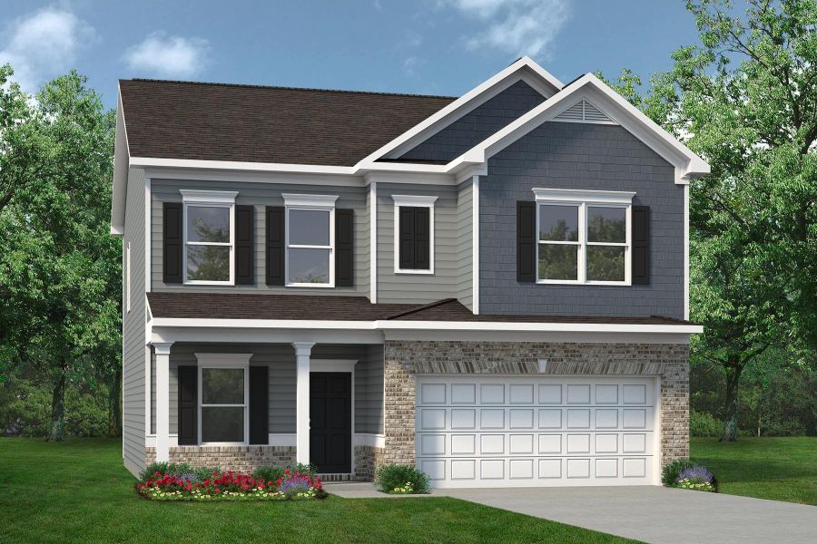 Front exterior of a new home in Jackson Hills, Clarksville, TN, highlighting curb appeal (Image 1).