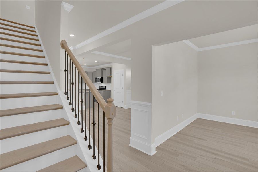 This interior offers a clean aesthetic with a beau This interior offers a clean aesthetic with a beau