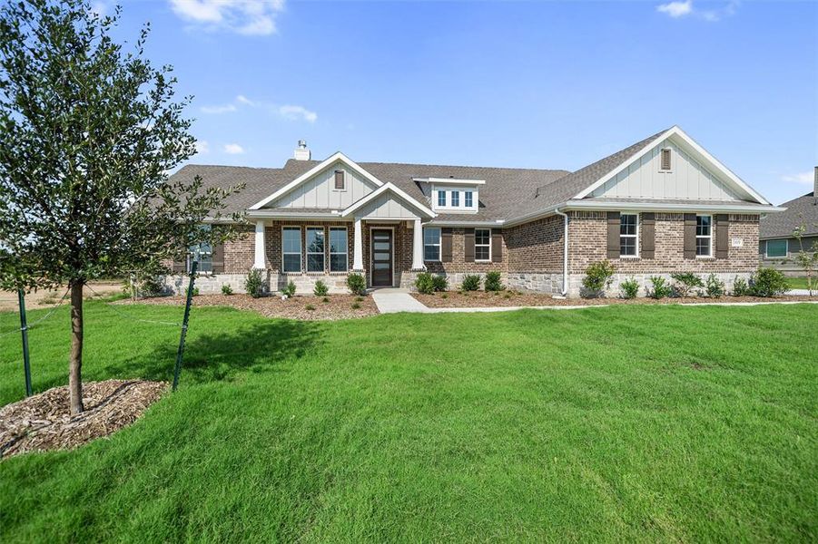 Front exterior of a new home in Fairview Meadows, New Fairview, TX, highlighting curb appeal (Image 19). Front exterior of a new home in Fairview Meadows, New Fairview, TX, highlighting curb appeal (Image 19).
