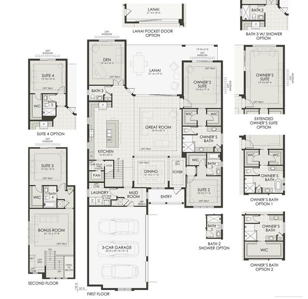 2D floor plan layout for the Tideland by Homes by Towne in Palmera at Wellen Park, Venice, FL (Image 4).