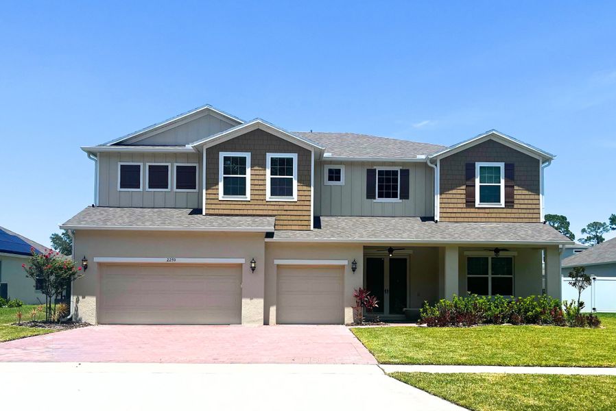 Representative exterior photo of a completed home built from the Verona by Maronda Homes in Island Forest Preserve, Merritt Island, FL (Image 1).