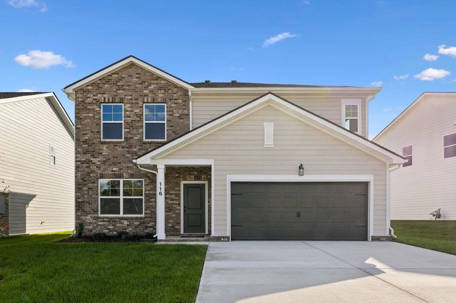 Front exterior of a new home in Ascent at Arbor Ridge, La Vergne, TN, highlighting curb appeal (Image 1).