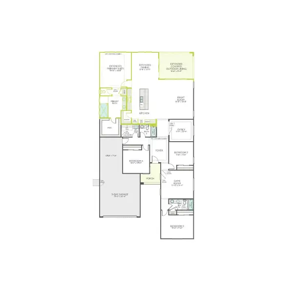 2D floor plan layout of this home in Terraza, San Tan Valley, AZ (Image 4).