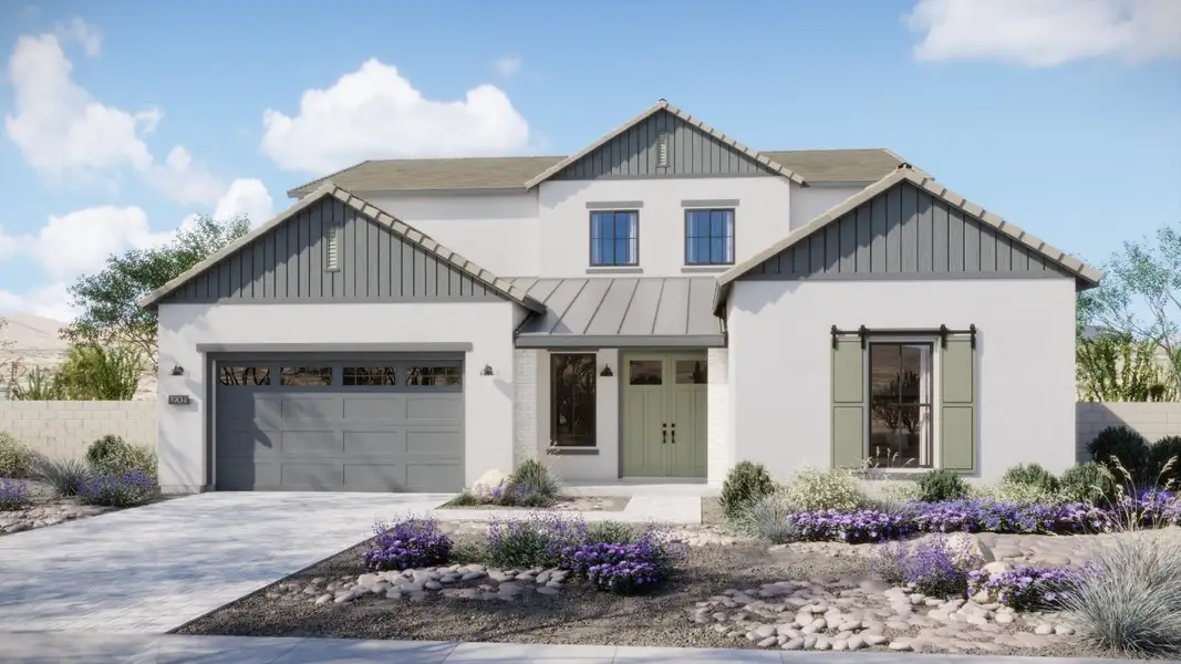 Front exterior of a new home in 33 North, Gilbert, AZ, highlighting curb appeal (Image 4).