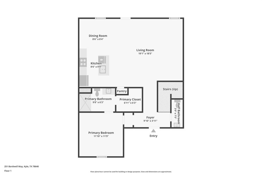 2D floor plan layout of this home in Prairie Lakes, Buda, TX (Image 4).