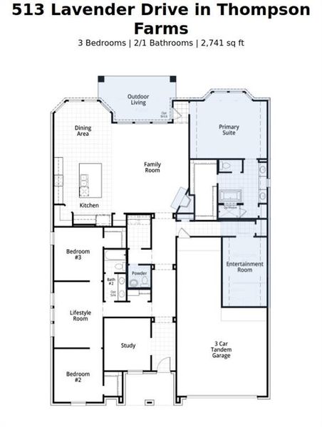 2D floor plan layout of this home in Thompson Farms: 60ft. lots, Van Alstyne, TX (Image 3). 2D floor plan layout of this home in Thompson Farms: 60ft. lots, Van Alstyne, TX (Image 3).