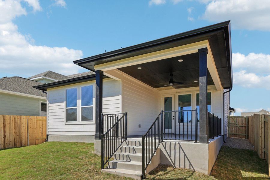 Exterior details and patio area of a home in Lariat, Liberty Hill (Image 23). Exterior details and patio area of a home in Lariat, Liberty Hill (Image 23).