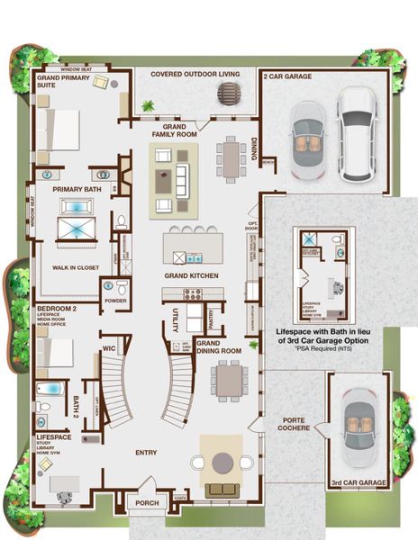 2D floor plan layout for the Grand Silverleaf by Grand Homes in Kings Crossing, Parker, TX (Image 2). 2D floor plan layout for the Grand Silverleaf by Grand Homes in Kings Crossing, Parker, TX (Image 2).