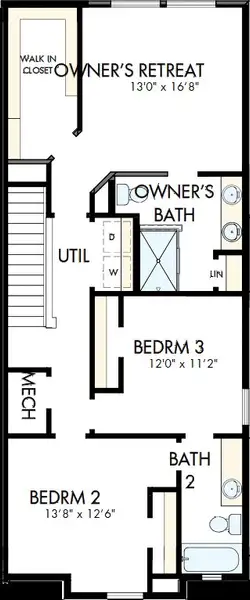 2D floor plan layout of this home in Waterset Townhomes, Apollo Beach, FL (Image 3). 2D floor plan layout of this home in Waterset Townhomes, Apollo Beach, FL (Image 3).