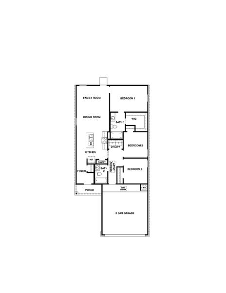 2D floor plan layout for the Atlanta by D.R. Horton in Cornerstone, Rockdale, TX (Image 3).