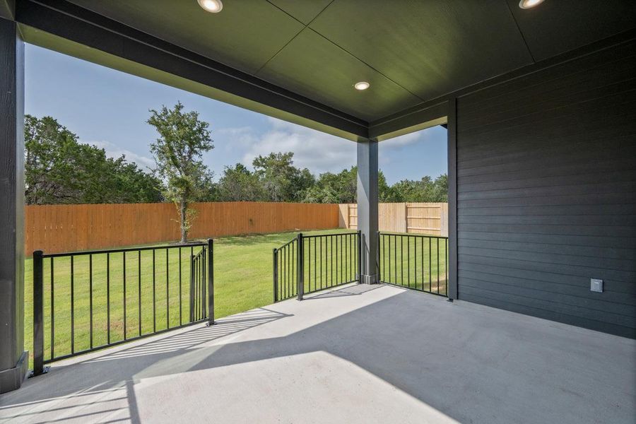 Exterior details and patio area of a home in Lariat, Liberty Hill (Image 2).