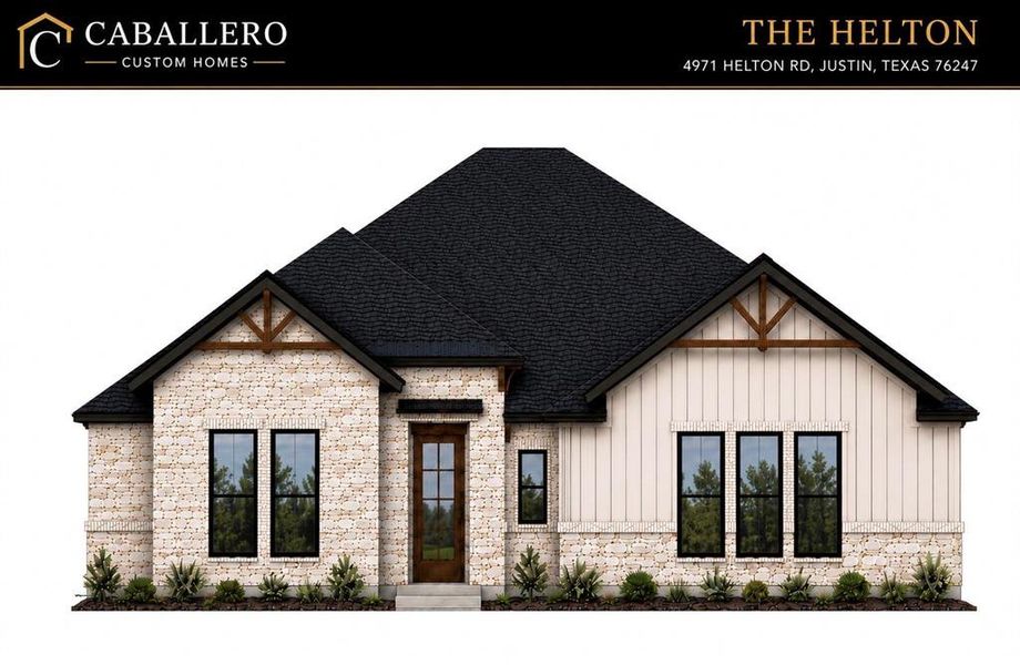 Exterior rendering of this home design in , Justin, TX (Image 1). Exterior rendering of this home design in , Justin, TX (Image 1).
