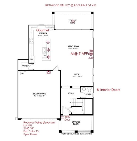 2D floor plan layout of this home in Redwood Valley at Acclaim, Avondale, AZ (Image 2).