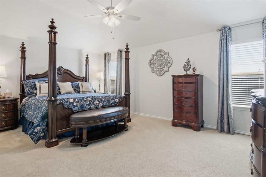 Primary bedroom offers a large room with great natural lighting