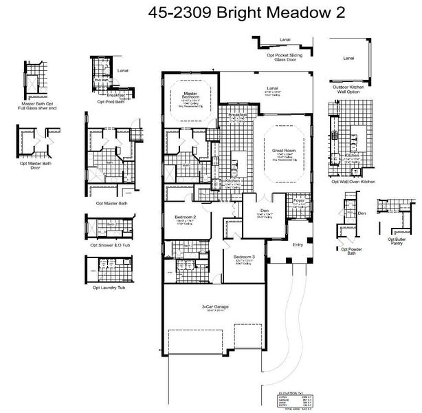 2D floor plan layout for the Bright Meadow 2 by Neal Communities in Boca Royale Golf & Country Club Real Estate and Homes for Sale in Englewood, FL - Neal Communities, Englewood, FL (Image 5).