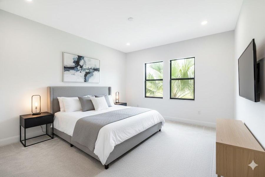 Downstairs bedroom virtually staged