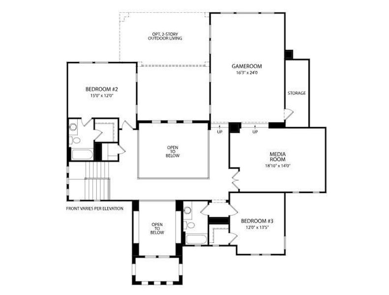 2D floor plan layout of this home in Clearwater Ranch, Liberty Hill, TX (Image 3).