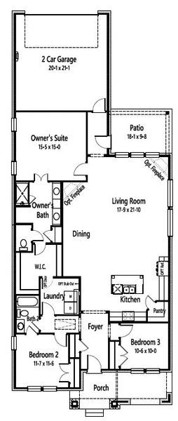 2D floor plan layout for the Bayhill by Cambridge Homes in Lake Park, Rowlett, TX (Image 5).