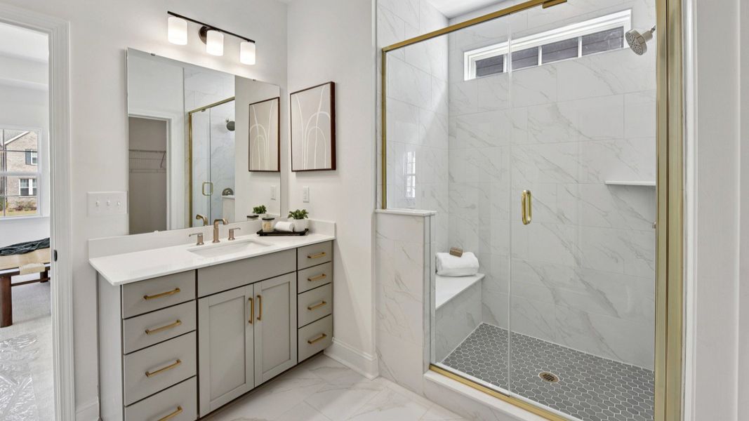 The 3-Story Brentwood Plan by DRB homes in River District Charlotte NC- Bathroom