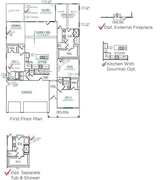 2D floor plan layout of this home in Tidewater at Lakes of Cane Bay, Summerville, SC (Image 6).