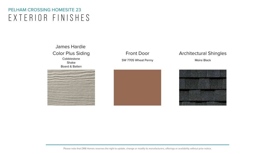Sample of building materials used in homes in Pelham Crossing, Greenville (Image 32). Sample of building materials used in homes in Pelham Crossing, Greenville (Image 32).