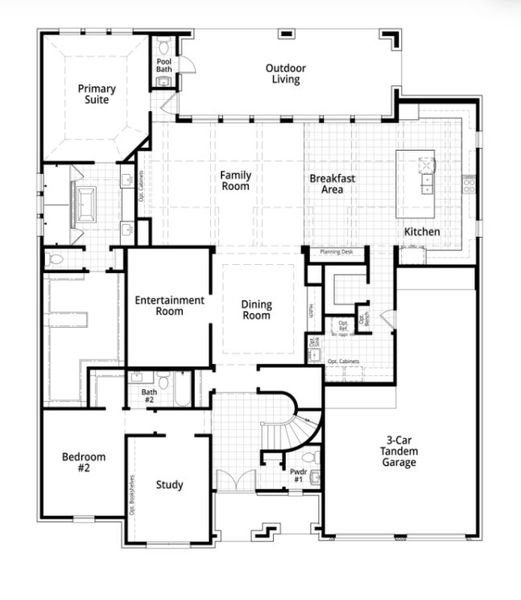2D floor plan layout for the Ravenna by Highland Homes in Fulbrook on Fulshear Creek, Fulshear, TX (Image 22).