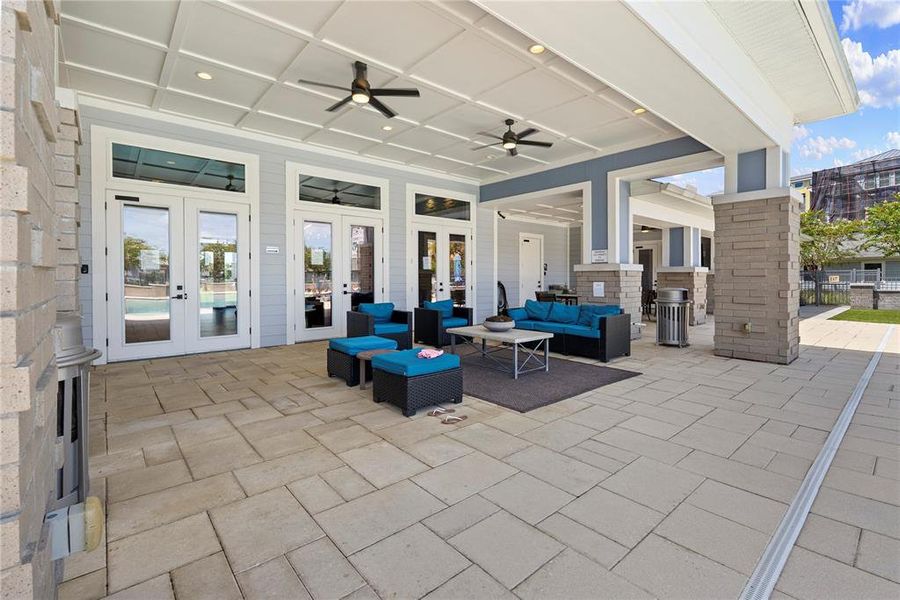Exterior details and patio area of a home in Gatherings® of Lake Nona, Orlando (Image 3). Exterior details and patio area of a home in Gatherings® of Lake Nona, Orlando (Image 3).