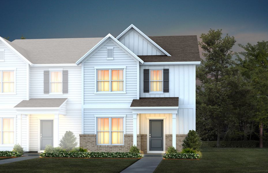 Front exterior of a new home in Exchange at 401, Raleigh, NC, highlighting curb appeal (Image 2).
