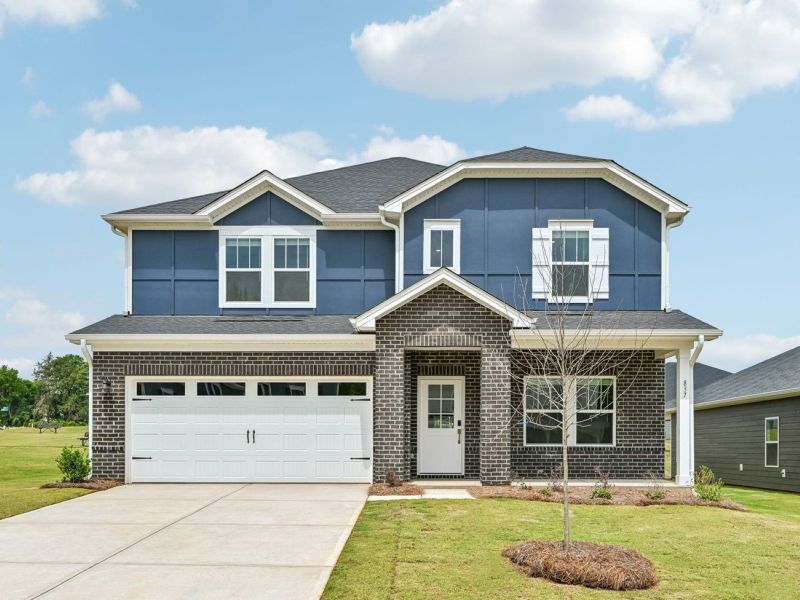 Front exterior of a new home in Brighton Springs, York, SC, highlighting curb appeal (Image 1). Front exterior of a new home in Brighton Springs, York, SC, highlighting curb appeal (Image 1).