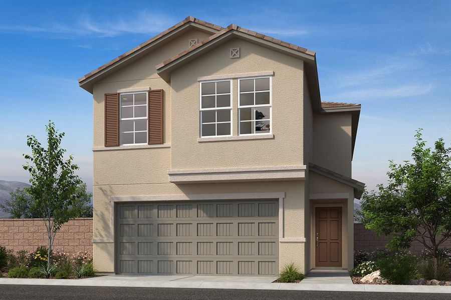 Representative exterior photo of a completed home built from the 1768 by KB Home in The Landings at Rancho Del Lago, Vail, AZ (Image 7).