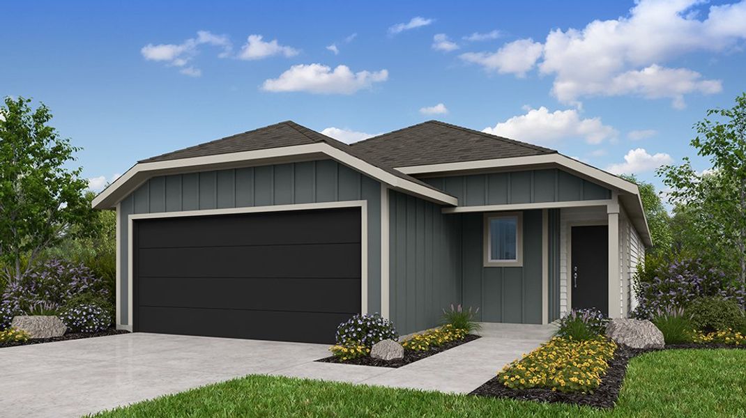 Representative exterior photo of a completed home built from the Falcon by Taylor Morrison in Longview 40s, Del Valle, TX (Image 6). Representative exterior photo of a completed home built from the Falcon by Taylor Morrison in Longview 40s, Del Valle, TX (Image 6).