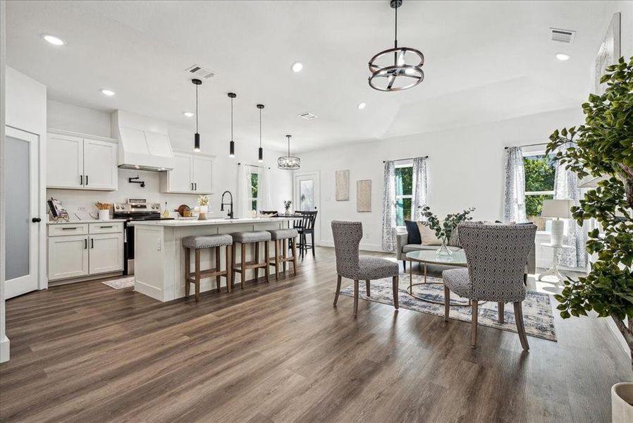 Kitchen overlooking the living area