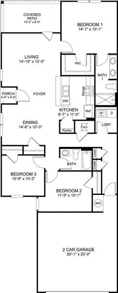 2D floor plan layout of this home in Cambridge Cove, Chickamauga, GA (Image 2).