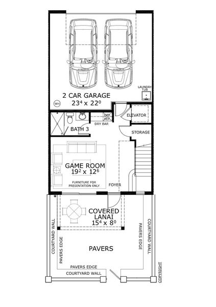 2D floor plan layout for the Sand Dollar - Townhome Series by ICI Homes in Verona Oceanside, Ormond Beach, FL (Image 4).