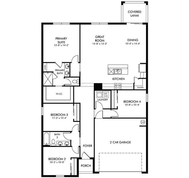 2D floor plan layout of this home in Hampton Park - Classic Series, Vero Beach, FL (Image 3).