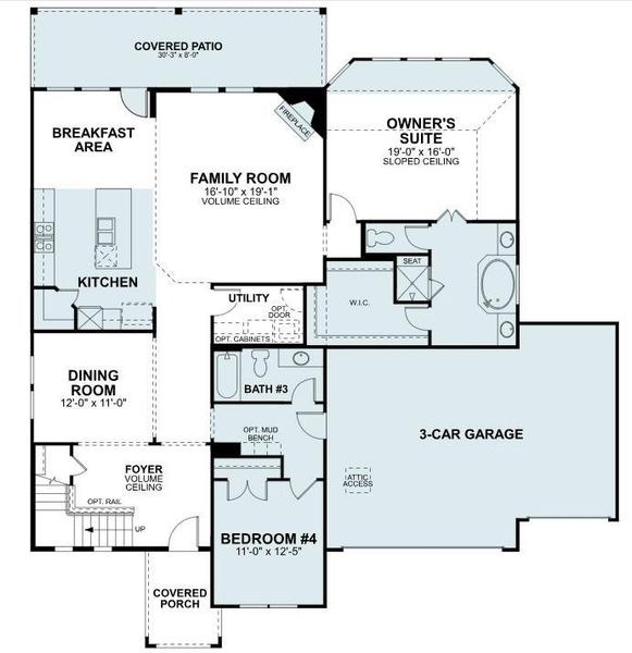 2D floor plan layout of this home in The Oaks on 6th Street, Magnolia, TX (Image 4).