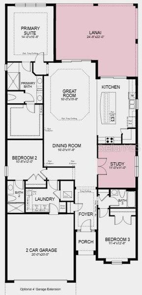Structural options include: Study, tray ceiling package, 8' interior doors, extended covered lanai, and 4' extended garage.