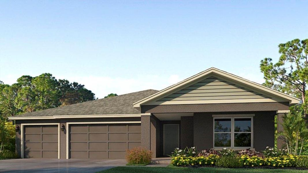 Front exterior of a new home in Oakfield Lakes, Palmetto, FL, highlighting curb appeal (Image 1). Front exterior of a new home in Oakfield Lakes, Palmetto, FL, highlighting curb appeal (Image 1).