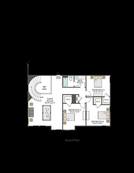 2D floor plan layout for the Windsor by Tri Pointe Homes in Lariat, Liberty Hill, TX (Image 5).
