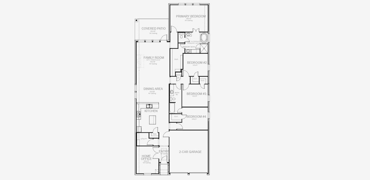 2D floor plan layout for the 2079W by Perry Homes in Veramendi, New Braunfels, TX (Image 3).