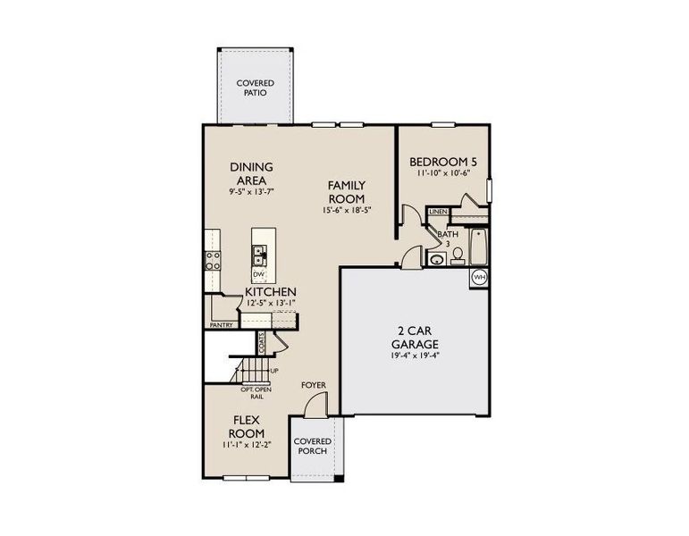 2D floor plan layout of this home in Ascent at Arbor Ridge, La Vergne, TN (Image 4).