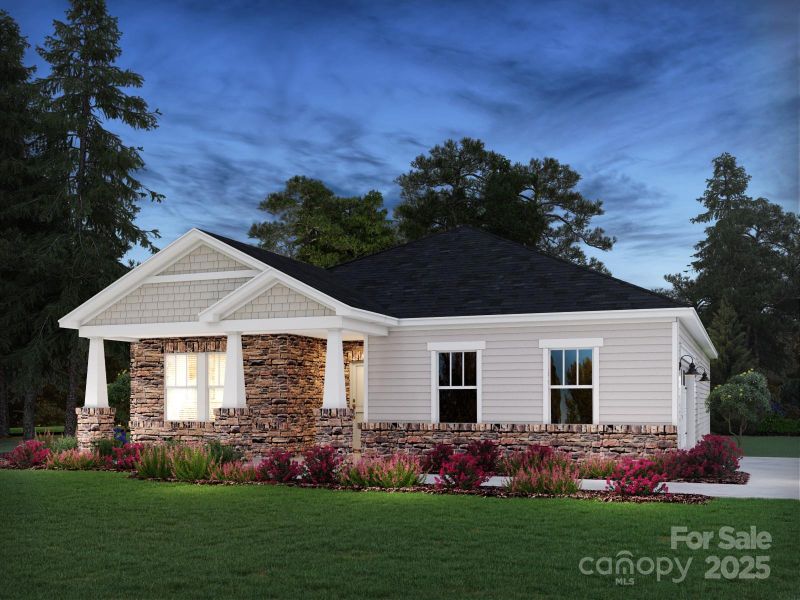 Front exterior of a new home in Brighton Springs, York, SC, highlighting curb appeal (Image 1).